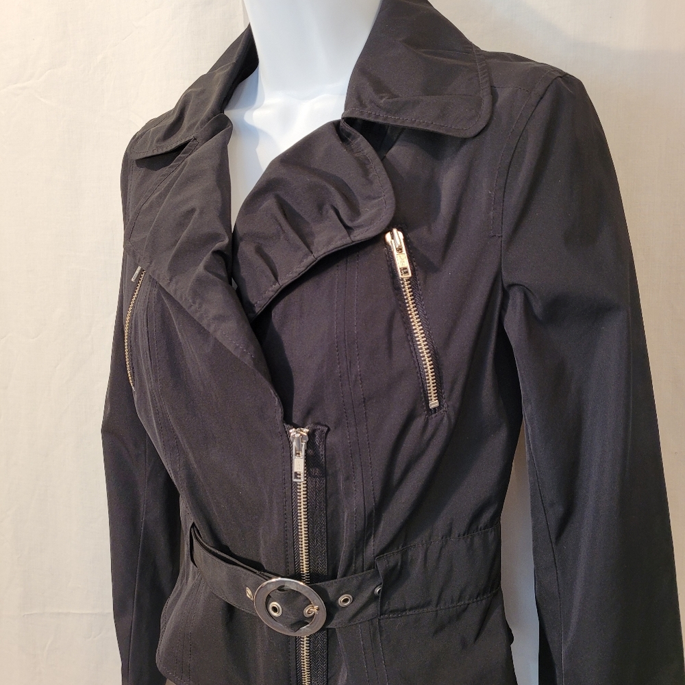 Express Black Cropped Belted Jacket - image 2